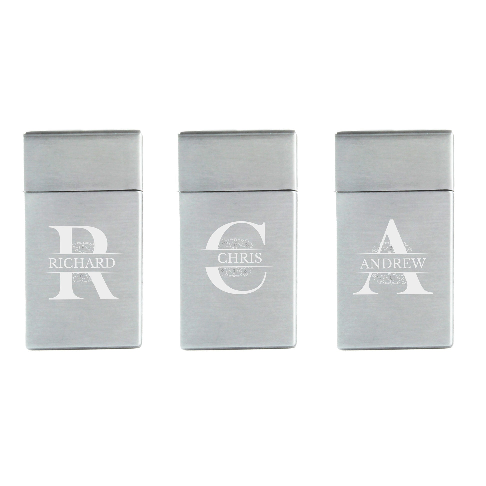 Engraved Jet Gas Lighter Silver Any Letter Gift Boxed Image 4