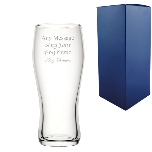 Engraved Pint Glass, Nevis Curved 20oz Beer Glass, Gift Boxed Image 1