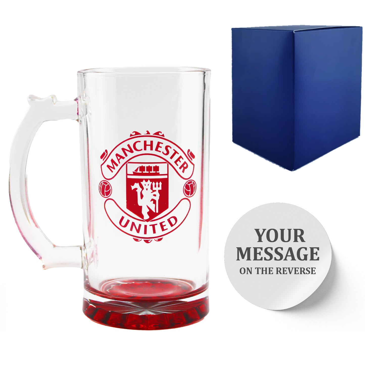 Engraved Official Manchester United 20oz Beer Mug, Gift Boxed