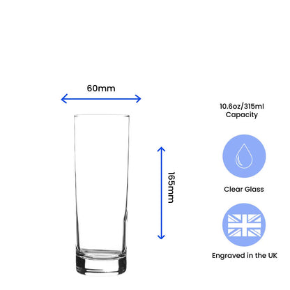 Engraved 315ml Tall Highball Glass with Gift Box Image 3