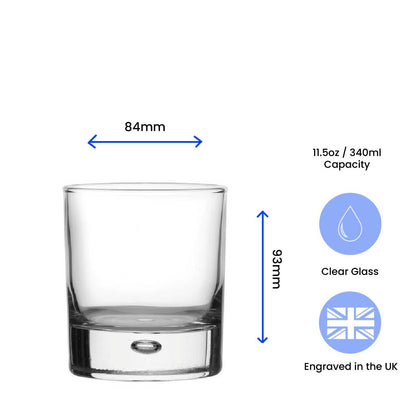 Engraved Bubble Whisky Glass Tumbler with Name and Heart Design Image 2