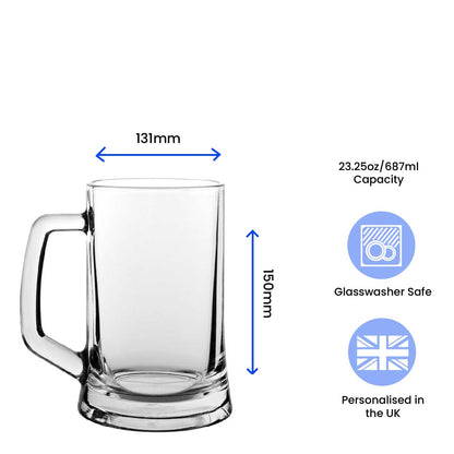 Personalised Engraved Mega Pint Beer Glass, Novelty Tankard, Modern Design Image 3