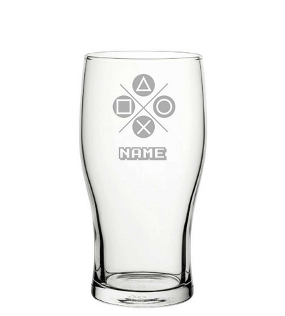 
Home > Beer Glasses
Engraved Pint Glass with Play Controller Button Design, Gift Boxed, Personalise with any name for any gamer 